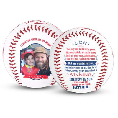 Make-A-Ball Custom Photo Quote Baseball Gift Personalized Picture for Graduation, Birthday, Valentine's Day to Son or Grandson (Son from DAD - I Believe in You)