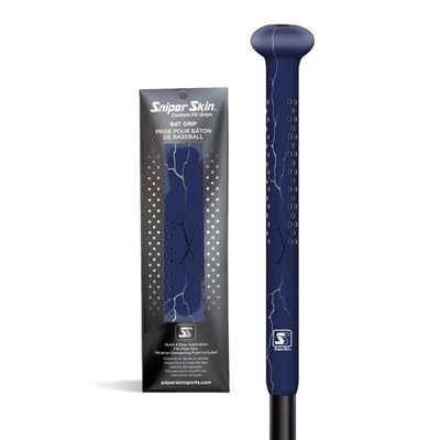 Sniper Skin Baseball Heat-Activated Bat Grip, Easy Install Tacked Non-Slip for Baseball & Softball Sports, Custom Fit Wrap That Lasts Up to 3 Times Longer - Lightning Dark Blue