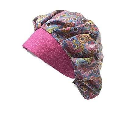 Bouffant Scrub Cap Paisley Flowers Scrub Hat OR Hats Womens Scrub Caps