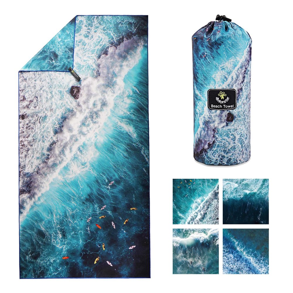 4Monster Microfiber Beach Towel Quick Dry,Super Absorbent Lightweight Travel Towel for Swimmers, Sand Free Camping Towel, Beach Towels for Pool,Swim,Water Sports,Yoga
