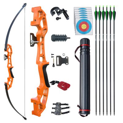 D&Q Archery 50" Takedown Bow and Arrows Set for Adults 30lb 40lb Metal Riser Right Hand Longbow Kit for Beginner to Intermediate Hunting Target (30LB, Orange)