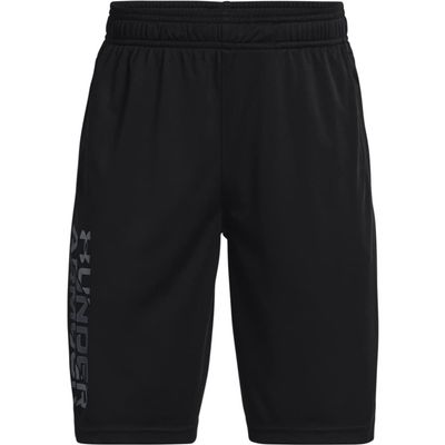 Under Armour boys Prototype 2.0 Wordmark Shorts , Black (002)/Pitch Gray , Youth X-Small