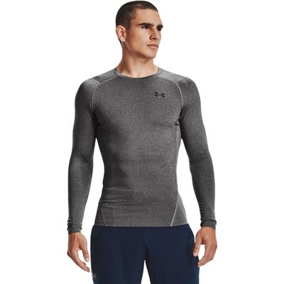 Under Armour Men's Armour HeatGear Compression Long-Sleeve T-Shirt , Carbon Heather (090)/Black, Small