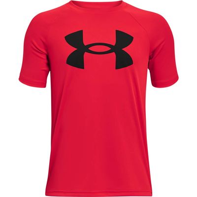 Under Armour Boys Tech Big Logo Short Sleeve T-Shirt , Red (600)/Black , Small