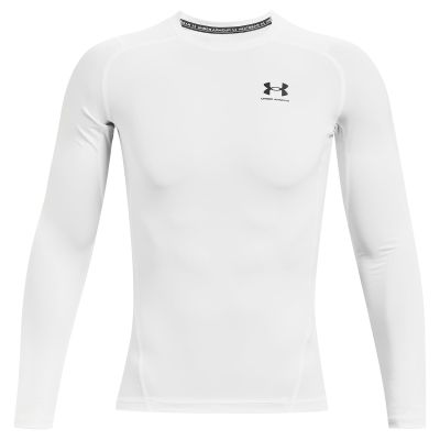 Under Armour Men's Armour HeatGear Compression Long-Sleeve T-Shirt , White (100)/Black, Small