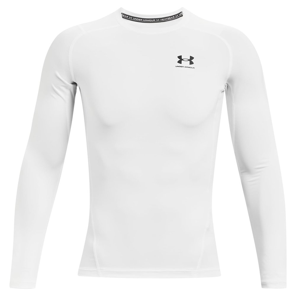 Under Armour Men's Armour HeatGear Compression Long-Sleeve T-Shirt , White (100)/Black, Small