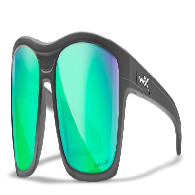 Wiley X Kingpin Captivate Polarized Sunglasses, Safety Glasses for Men and Women, UV Eye Protection for Shooting, Fishing, Biking, and Extreme Sports, Matte Graphite Frames, Green Mirror Lenses