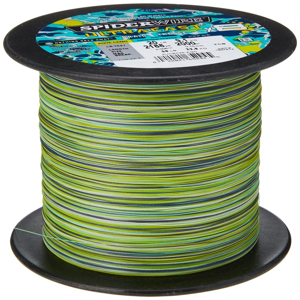 SpiderWire Superline Ultracast Braid, Aqua Camo, 50lb | 22.6kg, 2188yd | 2000m Fishing Line