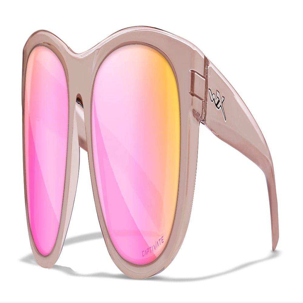 Wiley X WX Weekender Active Crystal Blush Womens Captivate Polarized Rose Gold Mirror Sunglasses, UV Eye Protection and Safety For Outdoor Sports Prescription Ready