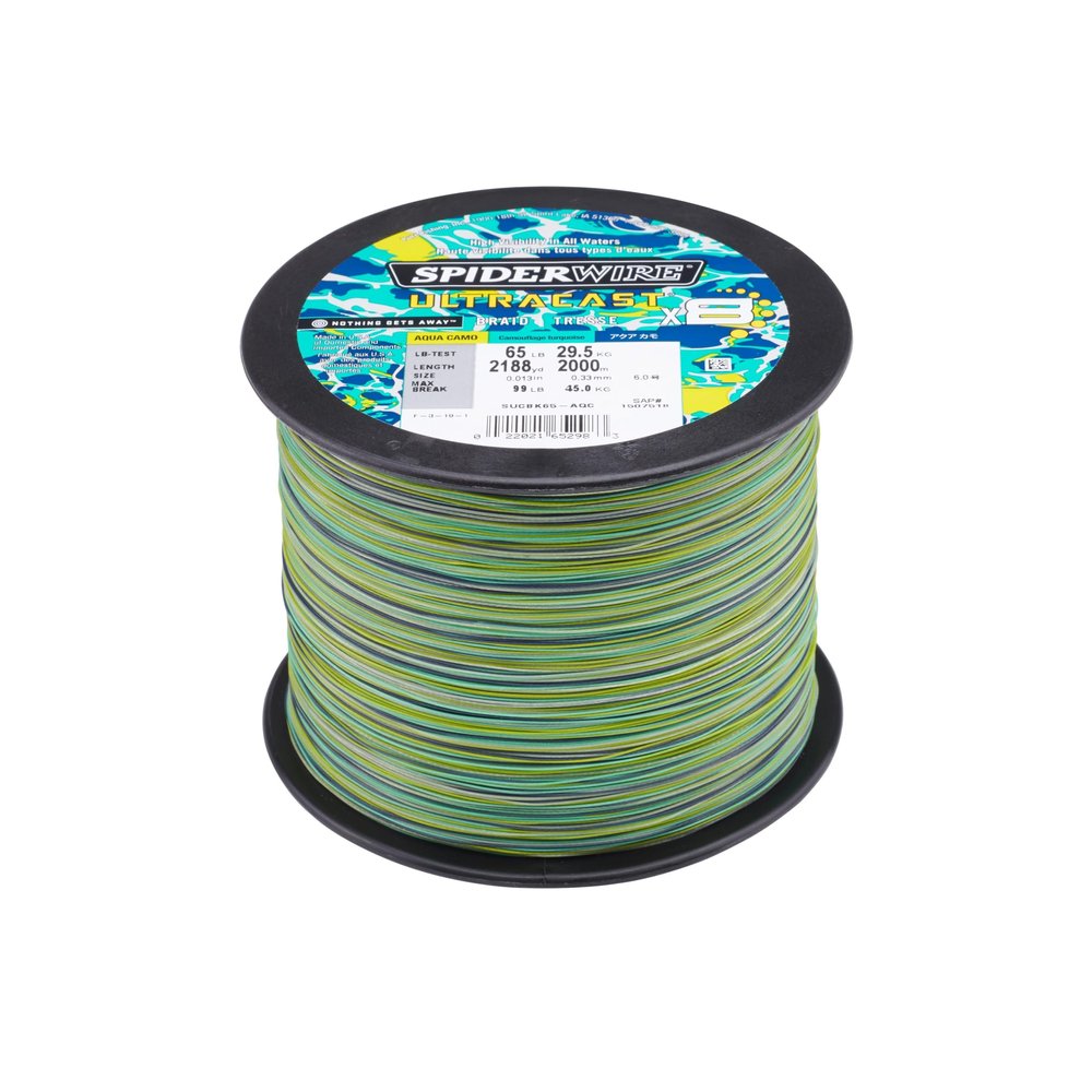 SpiderWire Superline Ultracast Braid, Aqua Camo, 80lb | 36.2kg, 2188yd | 2000m Fishing Line