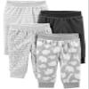 Simple Joys by Carter's Baby 4-Pack Neutral Fleece Pants, Grey, Animal Print, Newborn view 1