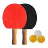 BESPORTBLE 1set Wooden Table Tennis Rackets Balls Double Pimples Design for Teen Players Black Red Long Horizontal Grip for Play