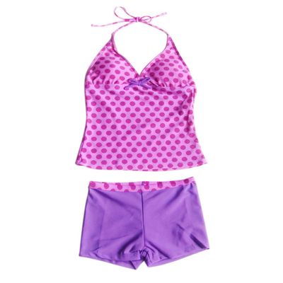 Oyolan Kids Girls 2PCS Pink Halter Polka Dots Printed Top with Bottoms Set Tankini Bikini Swimwear Purple 6