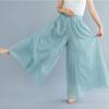 BININBOX Women's Casual Elastic High Waist Wide Leg Cotton Linen Pants Trousers Skirt Elegant Flowy Wide Leg Pants Loose(95CM Length,Light Green) view 4