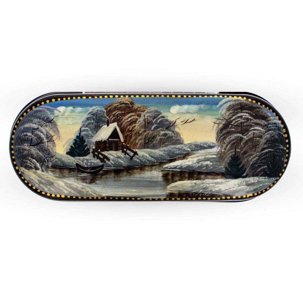 BestPysanky Winter Village Painting Glasses Case Holder