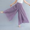 BININBOX Women's Casual Elastic High Waist Wide Leg Cotton Linen Pants Trousers Skirt Elegant Flowy Wide Leg Pants Loose(85CM Length,Purple) view 2