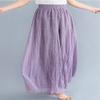 BININBOX Women's Casual Elastic High Waist Wide Leg Cotton Linen Pants Trousers Skirt Elegant Flowy Wide Leg Pants Loose(85CM Length,Purple) view 3