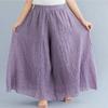 BININBOX Women's Casual Elastic High Waist Wide Leg Cotton Linen Pants Trousers Skirt Elegant Flowy Wide Leg Pants Loose(85CM Length,Purple) view 4