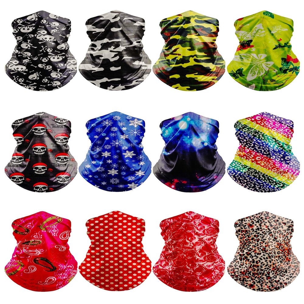 HCMY 12PCS Neck Gaiter Balaclava Multifunctional Magic Scarf Sports Tube UV Face Mask for Men Shield Headband Headwear for Women