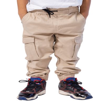 Brooklyn Athletics Men's Twill Jogger Pants Soft Stretch Slim Fit Trousers, Khaki Cargo, 7, X-Large