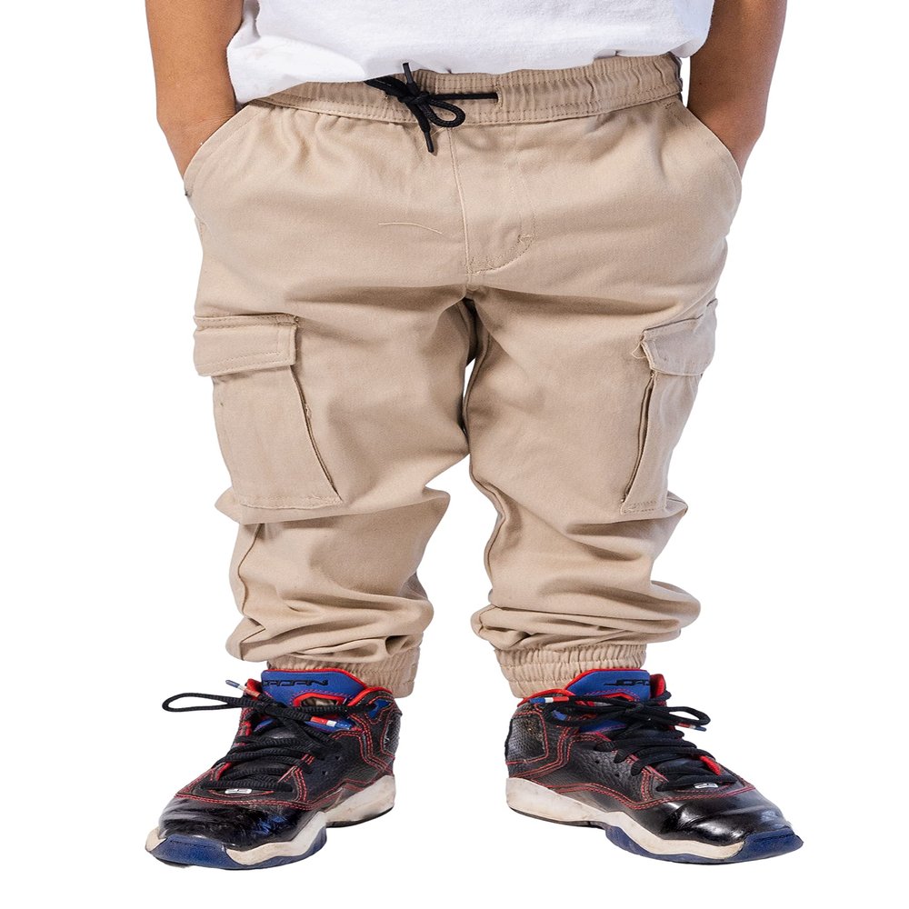 Brooklyn Athletics Men's Twill Jogger Pants Soft Stretch Slim Fit Trousers, Khaki Cargo, 7, X-Large
