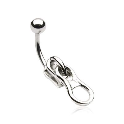 Pierced Owl 14G Stainless Steel Zipper Belly Button Ring