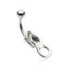 Pierced Owl 14G Stainless Steel Zipper Belly Button Ring view 1