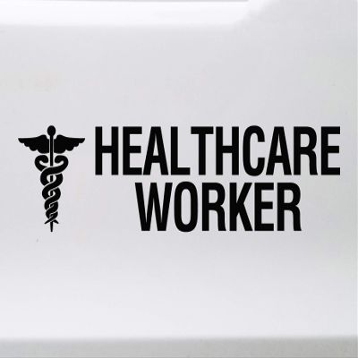 Minglewood Trading Red - Healthcare Worker Vinyl Decal - Caduceus Medical Nurse ER Doctor - Die Cut Sticker - 19w x 5h inches