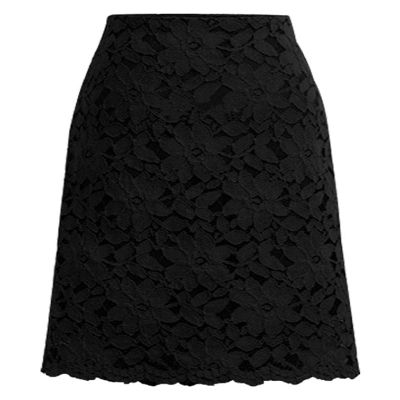 ebossy Women's Elegant Floral Lace Knee Length Pencil Skirt (X-Small, Black)