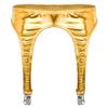 ACSUSS Womens Shiny Hologram Metallic Garter Belt with Clips Suspender for Thigh High Stockings Gold One Size view 2