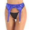 ACSUSS Womens Shiny Hologram Metallic Garter Belt with Clips Suspender for Thigh High Stockings Royal Blue One Size view 1
