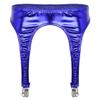 ACSUSS Womens Shiny Hologram Metallic Garter Belt with Clips Suspender for Thigh High Stockings Royal Blue One Size view 2