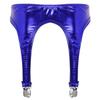 ACSUSS Womens Shiny Hologram Metallic Garter Belt with Clips Suspender for Thigh High Stockings Royal Blue One Size view 3