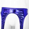 ACSUSS Womens Shiny Hologram Metallic Garter Belt with Clips Suspender for Thigh High Stockings Royal Blue One Size view 4