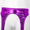 ACSUSS Womens Shiny Hologram Metallic Garter Belt with Clips Suspender for Thigh High Stockings Purple One Size view 4