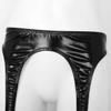 ACSUSS Womens Shiny Hologram Metallic Garter Belt with Clips Suspender for Thigh High Stockings Black One Size view 4