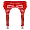 ACSUSS Womens Shiny Hologram Metallic Garter Belt with Clips Suspender for Thigh High Stockings Red One Size view 2