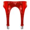 ACSUSS Womens Shiny Hologram Metallic Garter Belt with Clips Suspender for Thigh High Stockings Red One Size view 3