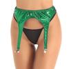 ACSUSS Womens Shiny Hologram Metallic Garter Belt with Clips Suspender for Thigh High Stockings Green One Size view 1