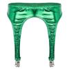 ACSUSS Womens Shiny Hologram Metallic Garter Belt with Clips Suspender for Thigh High Stockings Green One Size view 2