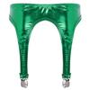 ACSUSS Womens Shiny Hologram Metallic Garter Belt with Clips Suspender for Thigh High Stockings Green One Size view 3