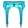 ACSUSS Womens Shiny Hologram Metallic Garter Belt with Clips Suspender for Thigh High Stockings Light Blue One Size view 2
