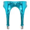 ACSUSS Womens Shiny Hologram Metallic Garter Belt with Clips Suspender for Thigh High Stockings Light Blue One Size view 3