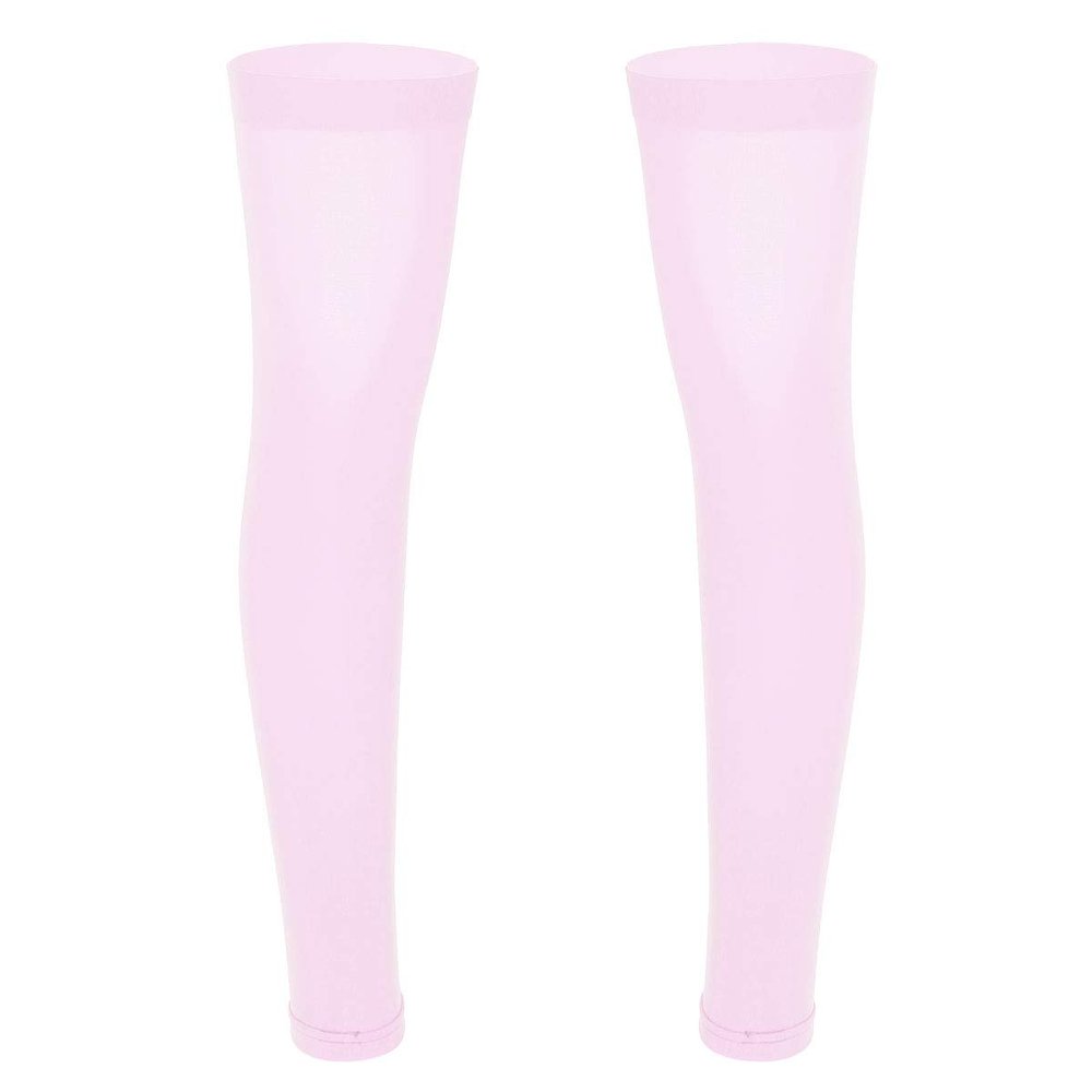 Agoky 1 Pair Mens Thigh High Compression Stockings Open Toe Sheer Support Full Leg Sleeve Socks Pink One Size