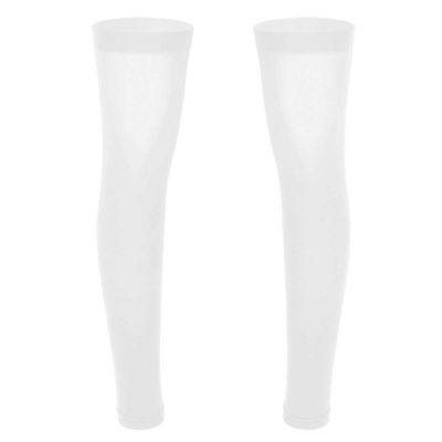 Agoky 1 Pair Mens Thigh High Compression Stockings Open Toe Sheer Support Full Leg Sleeve Socks White One Size