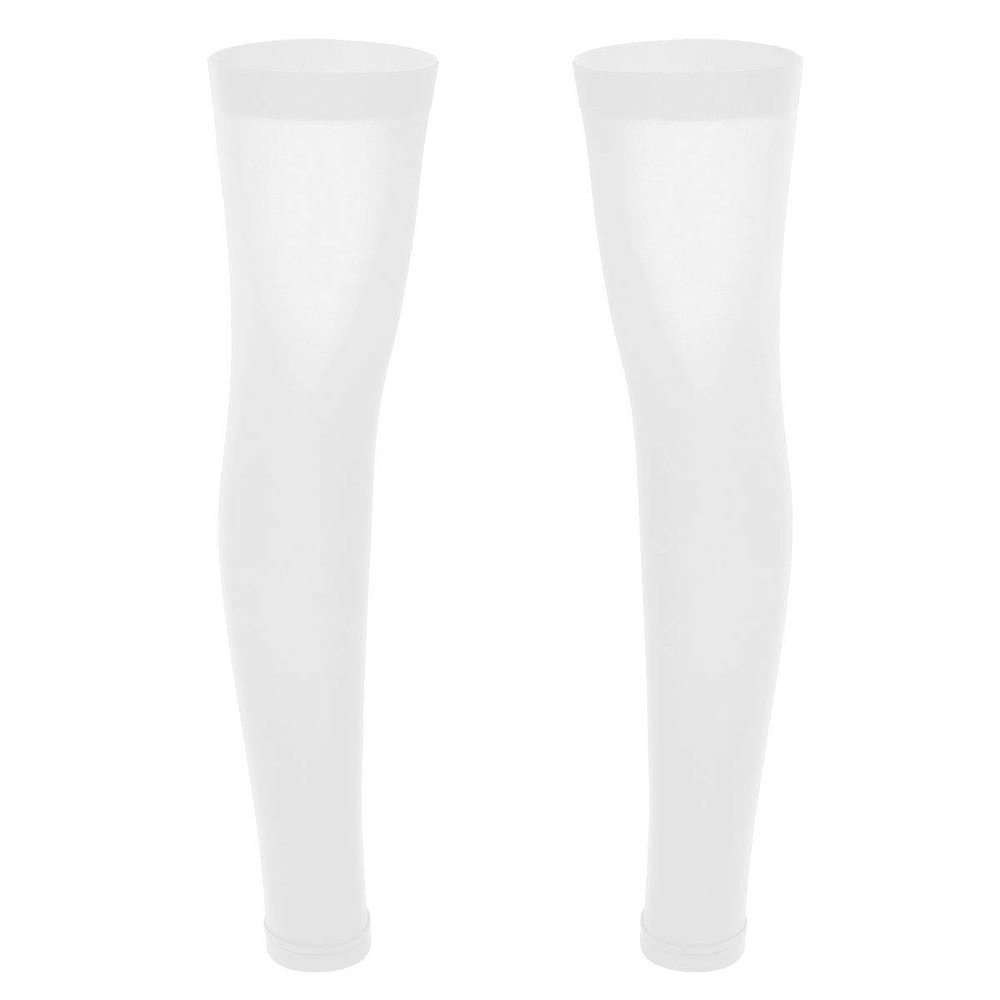 Agoky 1 Pair Mens Thigh High Compression Stockings Open Toe Sheer Support Full Leg Sleeve Socks White One Size