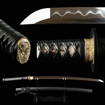 Zhmyyxgs Sword Matt Black Saya Japanese Samurai Katana Sword Clay Tempered 1095 Carbon Steel