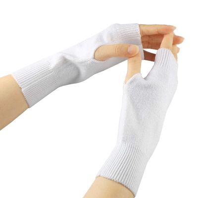 Larcele Cashmere Half Fingerless Gloves Winter Warmer Mittens for Ladies, Girls BZST-02 (White,Model 3941)
