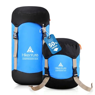 Hikenture Compression Sack for Sleeping Bag, Upgrade Anti-Tear Nylon Sleeping Bag Stuff Sack, 10L/14L/20L/30L Water-Resistant Compression Bag, Storage Bag (Blue, 10L)