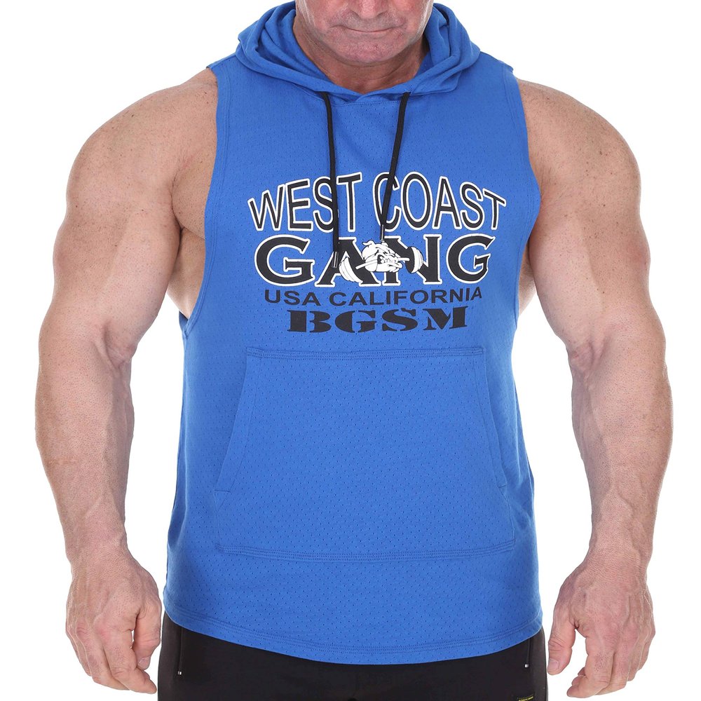 BIG SAM SPORTSWEAR COMPANY Men's Workout Hooded Tank Tops Sleeveless Gym Cotton Tee (Blue, S)